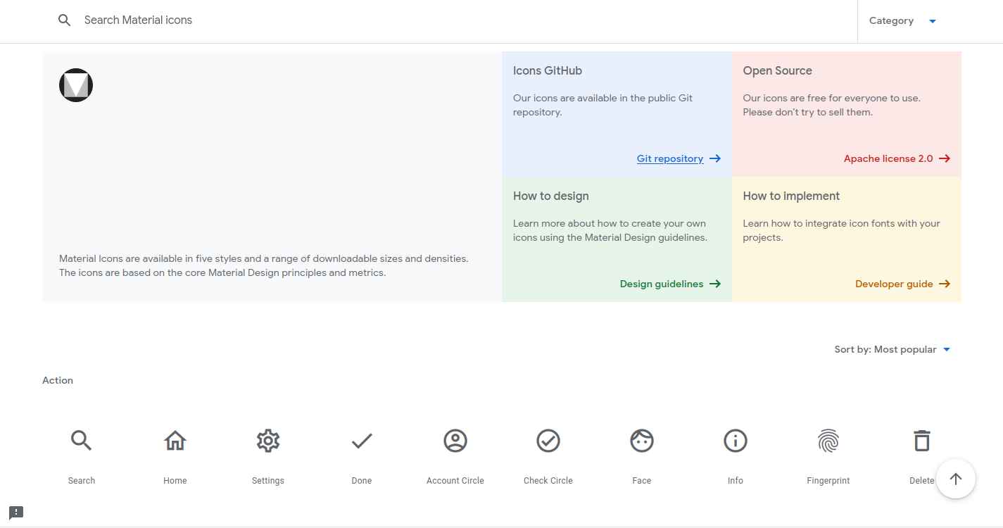 Material Icons Homepage