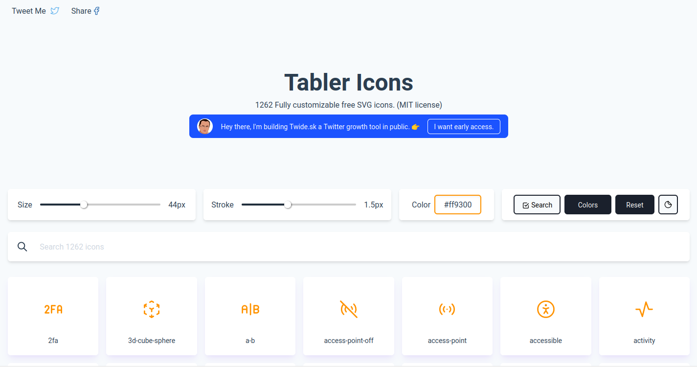 Tabler Icons Homepage