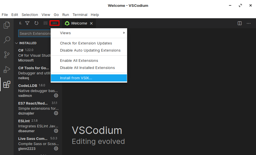 VSCodium - Install from VSIX