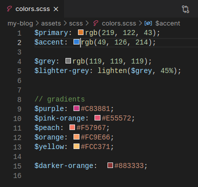 Image of SCSS variables
